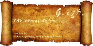 Görheny Örsi névjegykártya